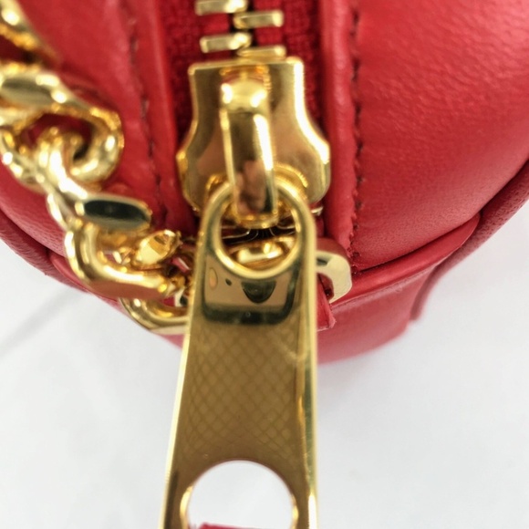 Burberry Lola Bag Bright Red Leather Quilted Check Gold Chain Strap Small - Picture 13 of 16